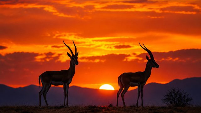 Captivating Silhouettes: Gazelles in the Twilight Glow